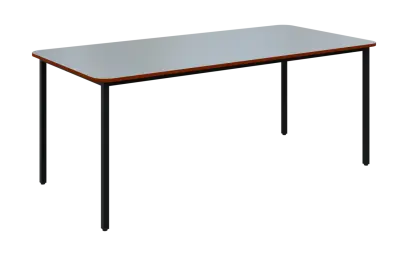 JSBR 190N Jídelní stůl 1900 x 900 mm, deska šedá s hranou cihlově červená / podnož černá